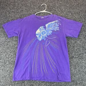 GWP Sport Winged Skull Headphones Graphic T Shirt Purple Adult L 22x27